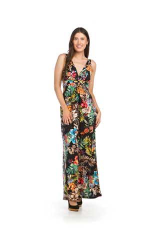PD-16717 - TROPICAL PRINTED STRETCH GRECIAN STYLE DRESS - Colors: AS SHOWN - Available Sizes:XS-XXL - Catalog Page:33 